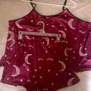 Moon and Stars Pajama Set - Burgundy